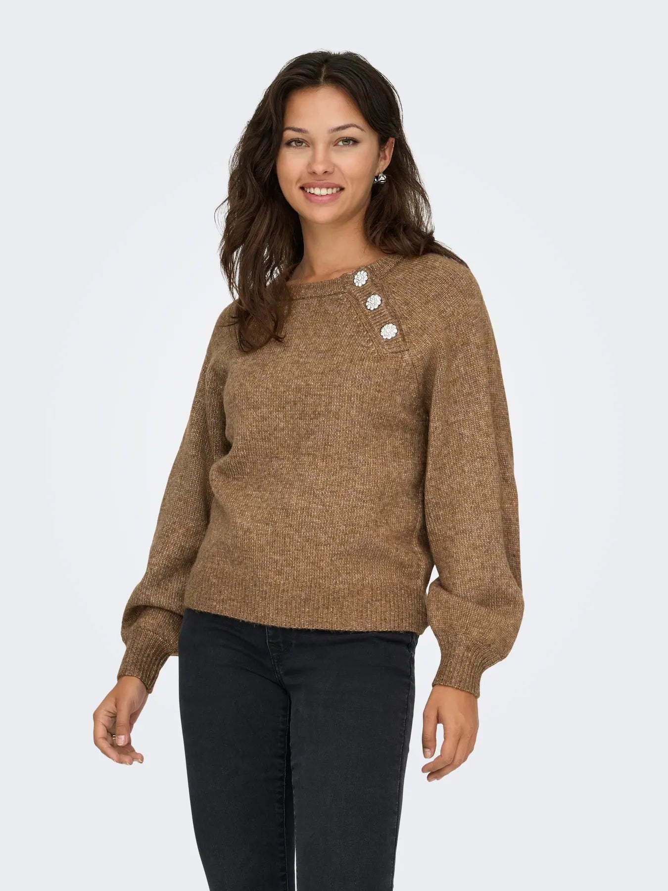 ONLY LAUREN Stickad Tröja Brun
