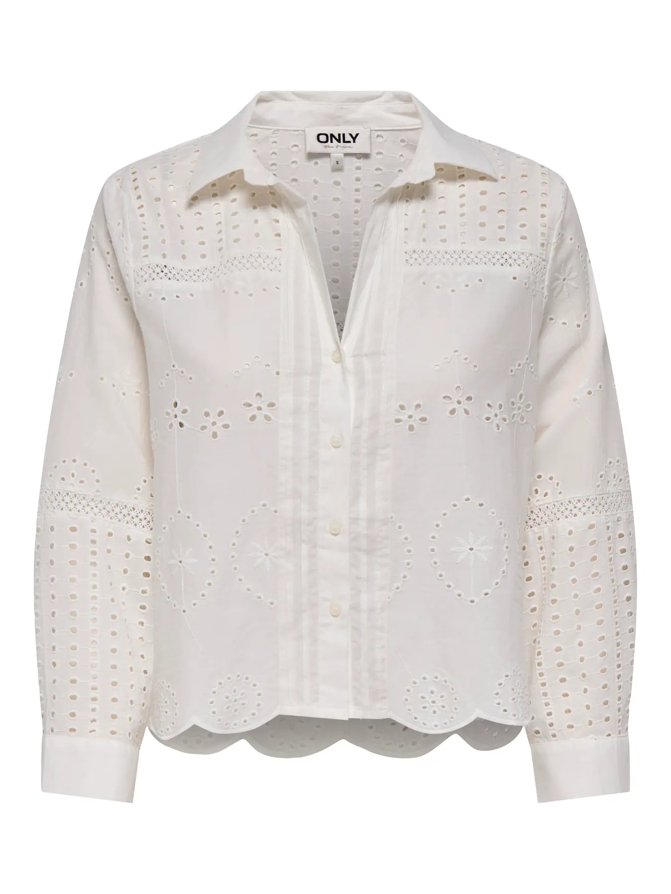 ONLY SURI Skjorta med broderier 7/8 ärm Ruby Vit / Cloud Dancer