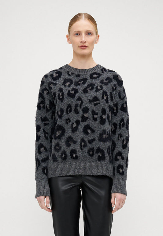 ONLY SARA Stickad tröja Magnet Svart/Silver