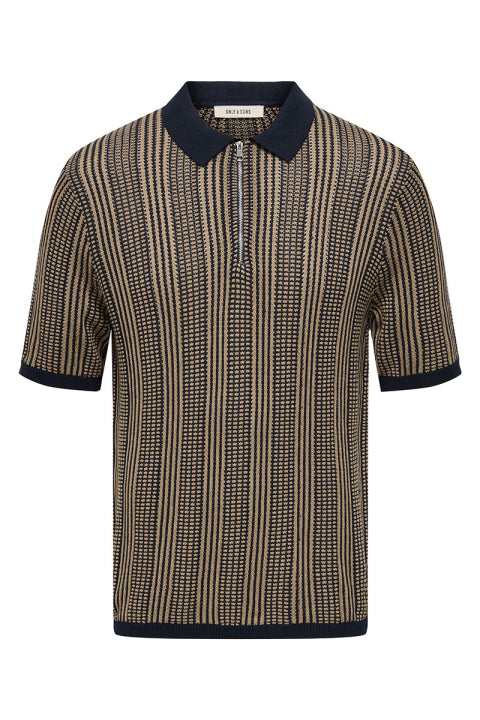 ONLY & SONS KETIL Stickad Piké Dark Sapphire / White