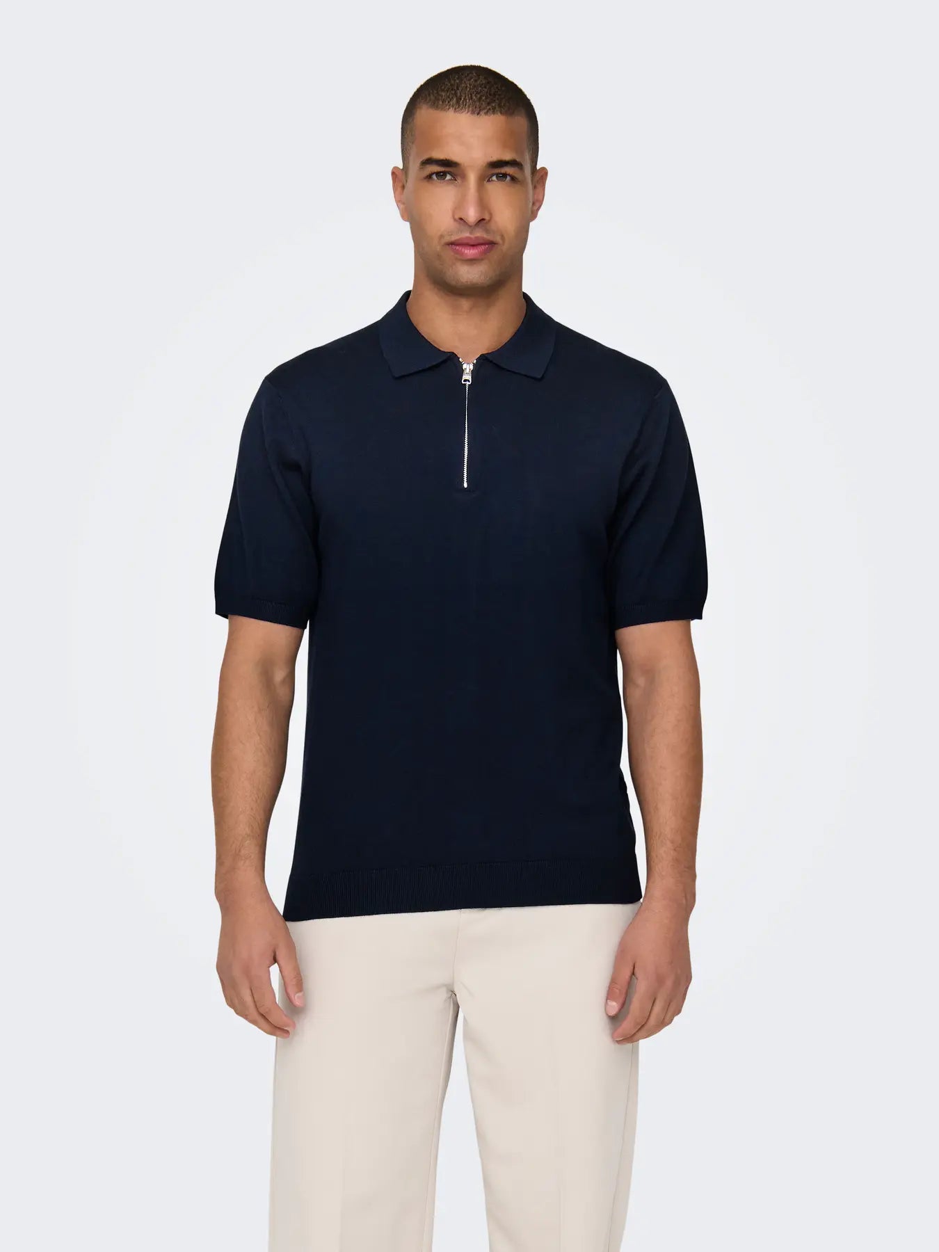 ONLY & SONS WYLER Zip T-shirt Dark Navy