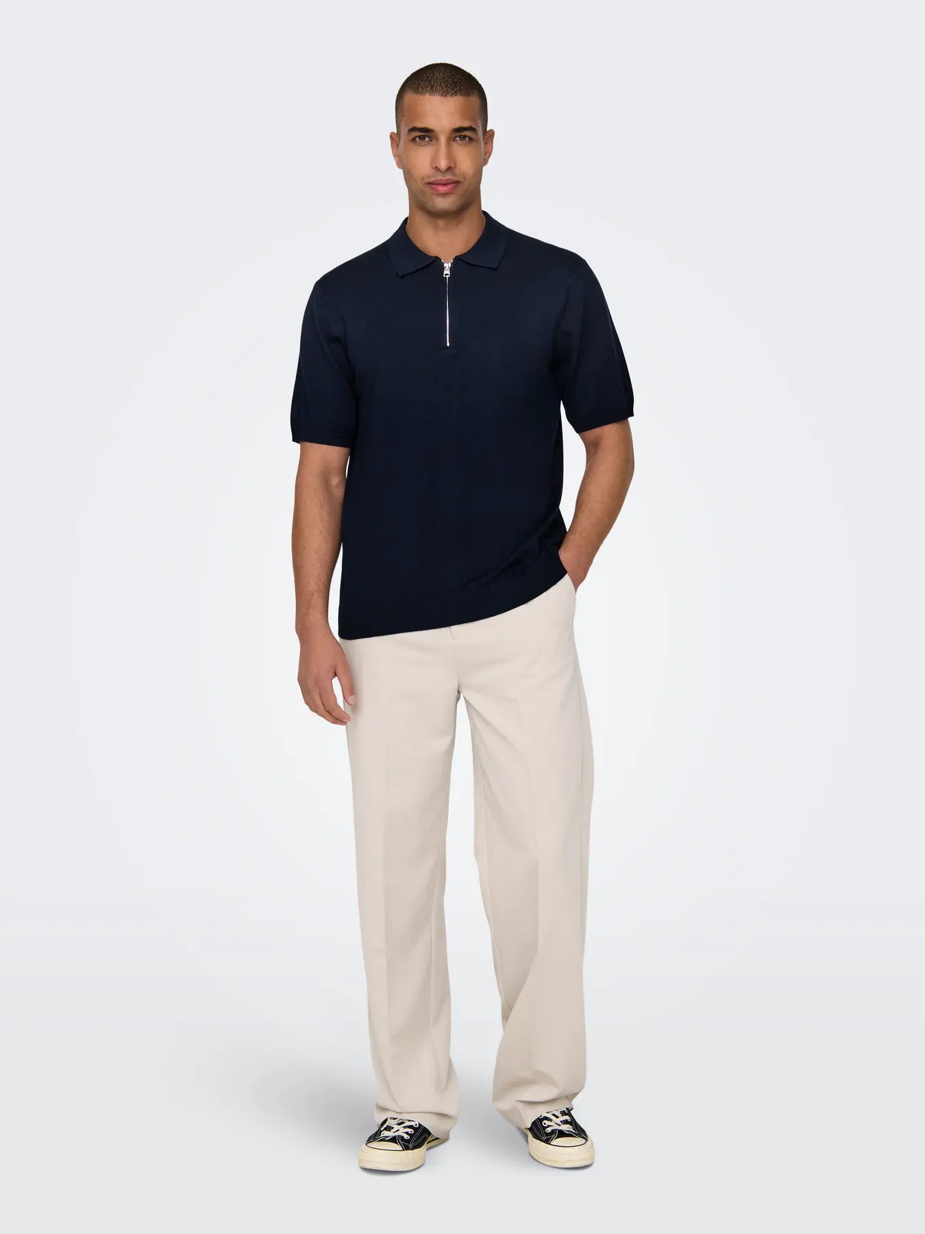 ONLY & SONS WYLER Zip T-shirt Dark Navy