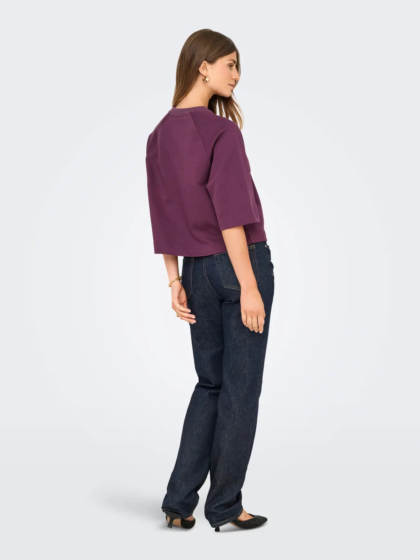 ONLY DASIE 2/4 O-neck, raglan T-shirt Mauve Wine