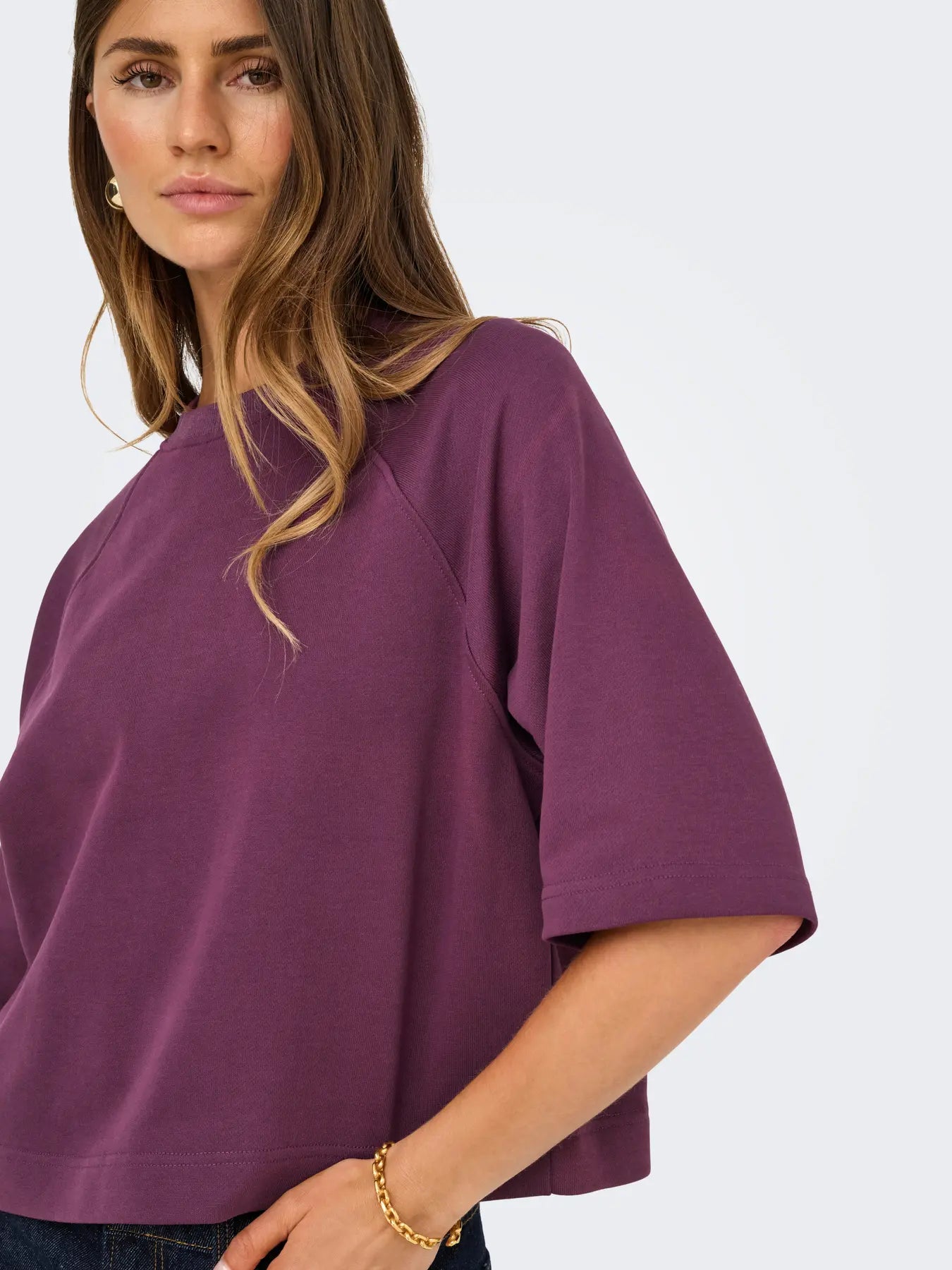 ONLY DASIE 2/4 O-neck, raglan T-shirt Mauve Wine
