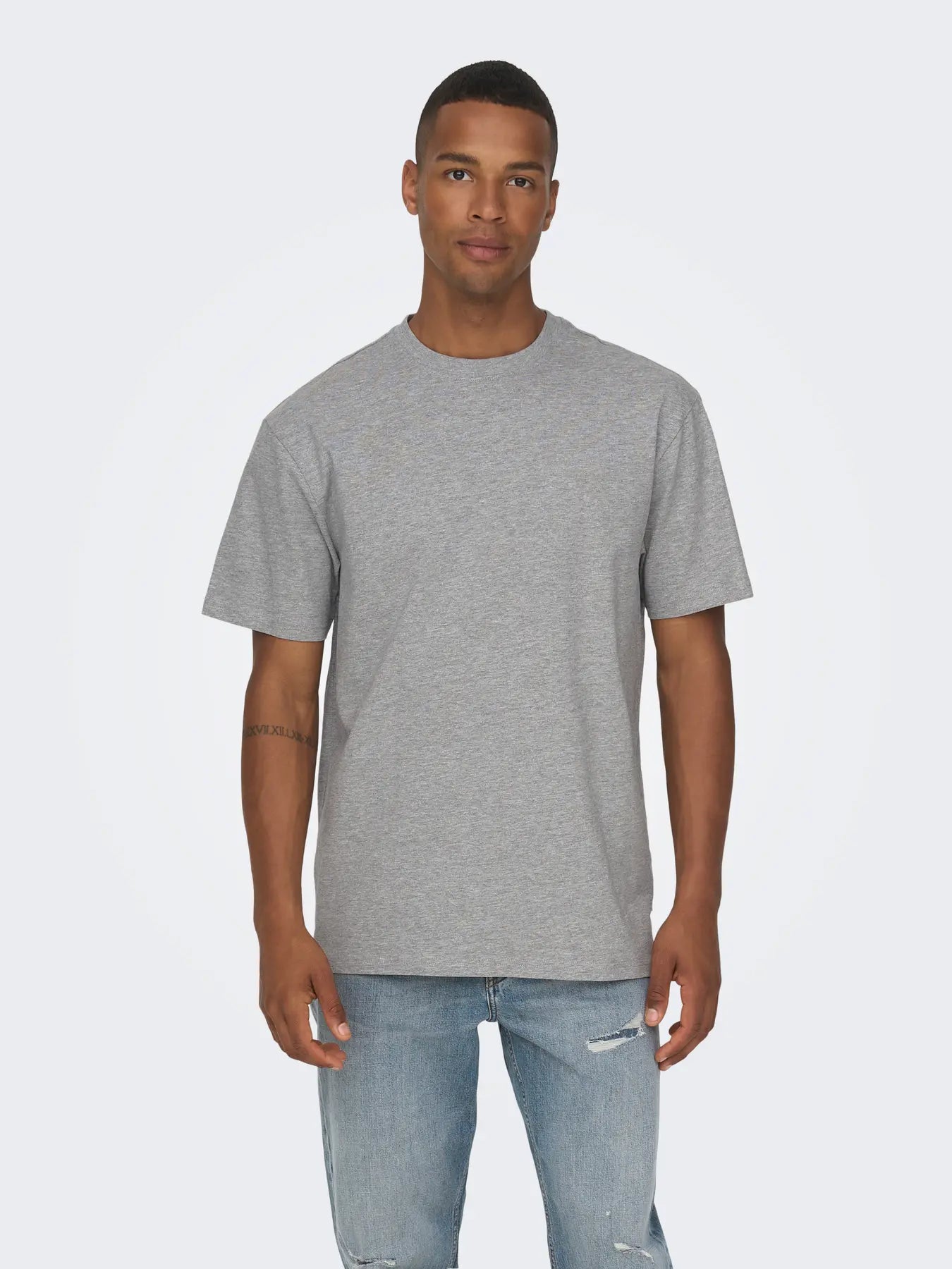 ONLY & SONS FRED T-shirt Light Grey Melange