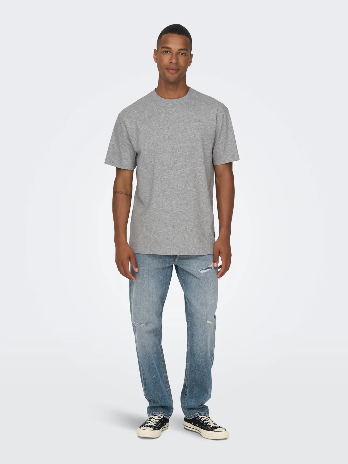 ONLY & SONS FRED T-shirt Light Grey Melange
