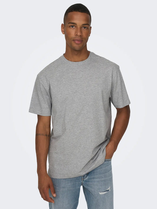 ONLY & SONS FRED T-shirt Light Grey Melange