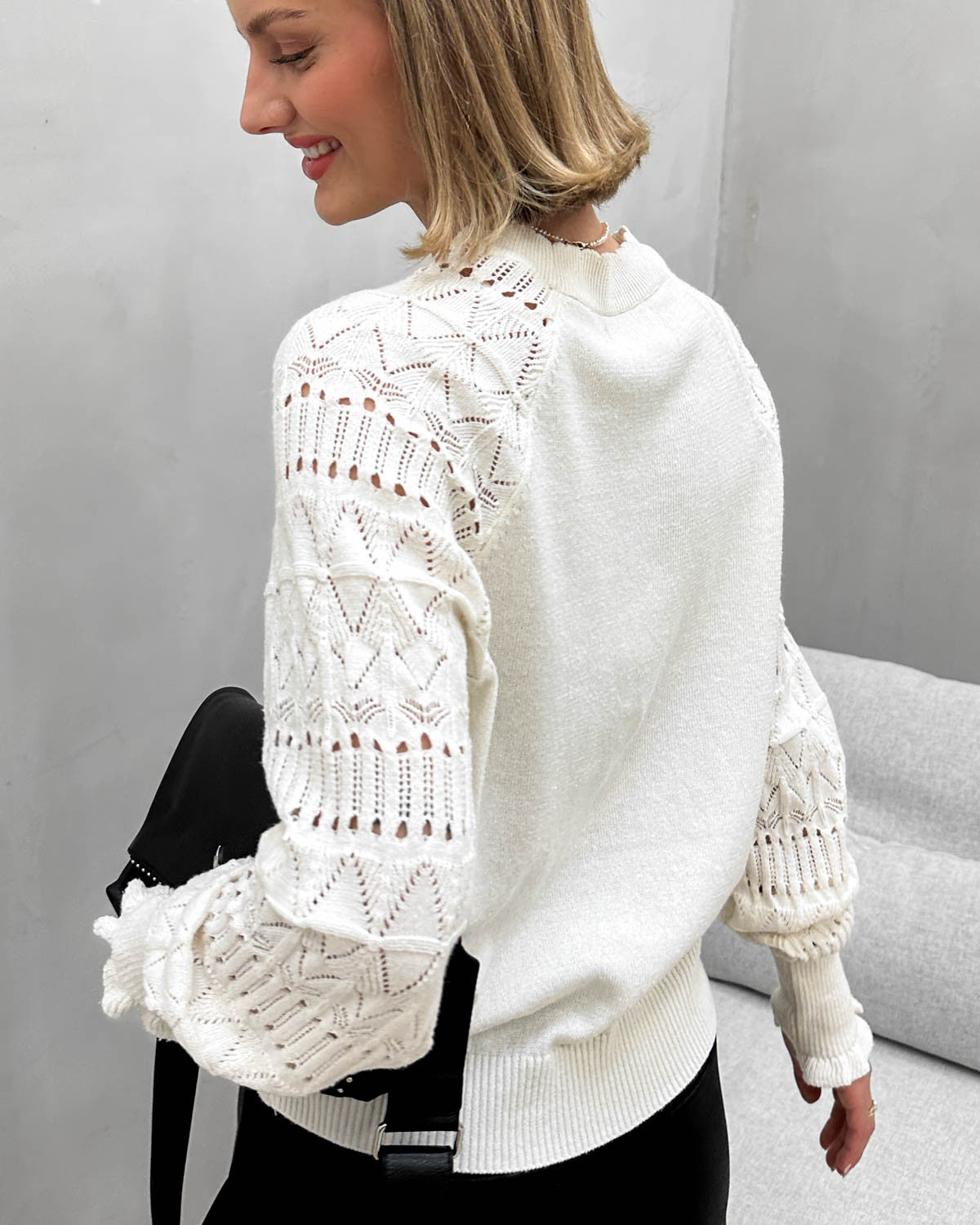 ONLY MIRIAM Stickad Topp Pumice Stone