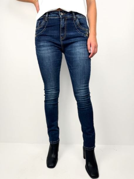 CARAMELLE Jeans med hjärtknappar