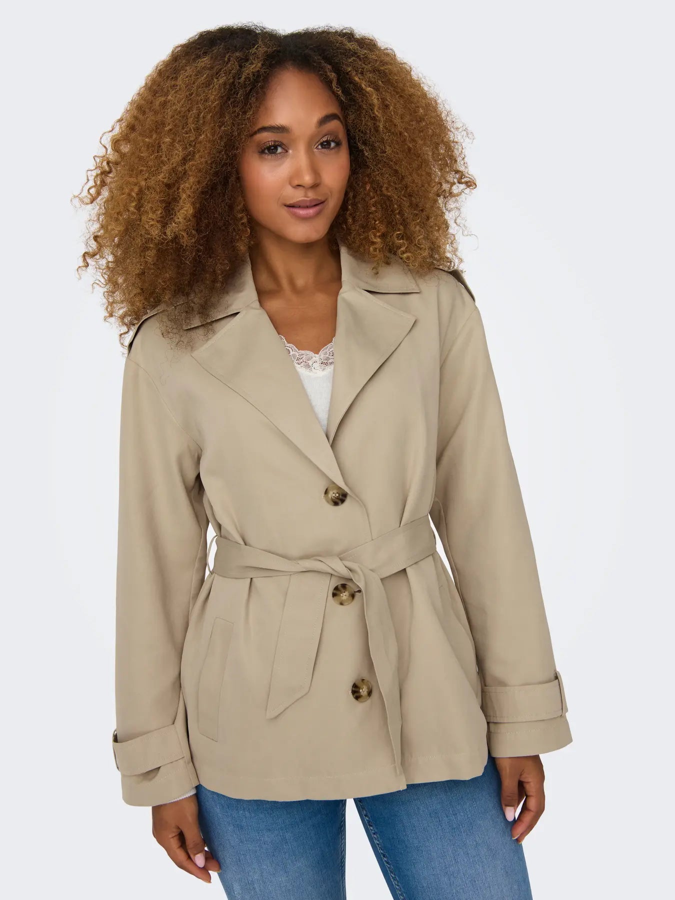 ONLY LINE Kort Trenchcoat Humus