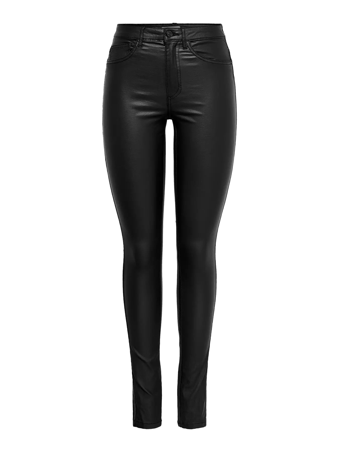 ONLY ROYAL Skinny Fit Byxor i läderimitation Svart