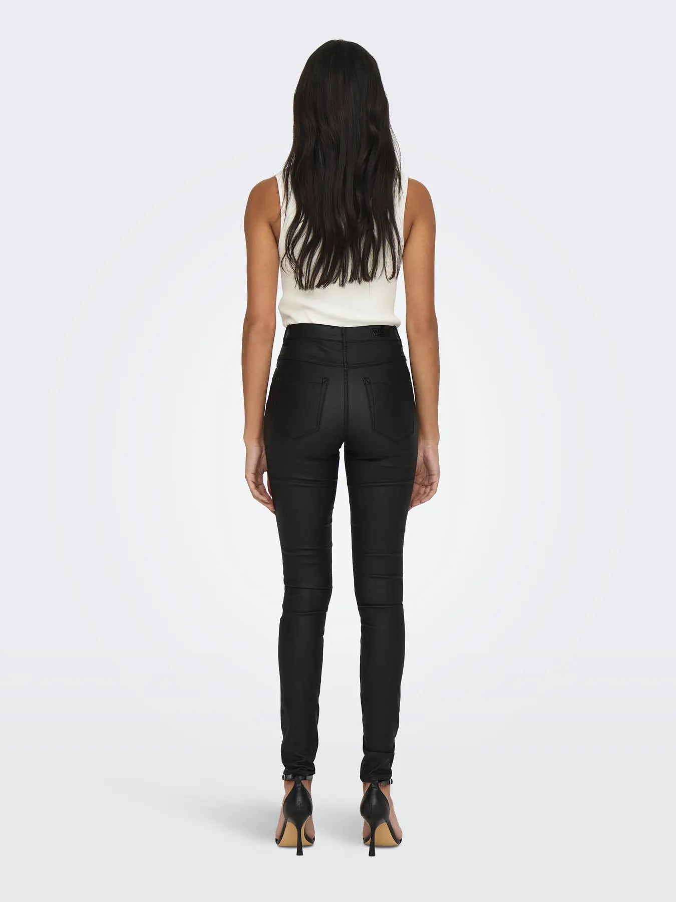 ONLY ROYAL Skinny Fit Byxor i läderimitation Svart