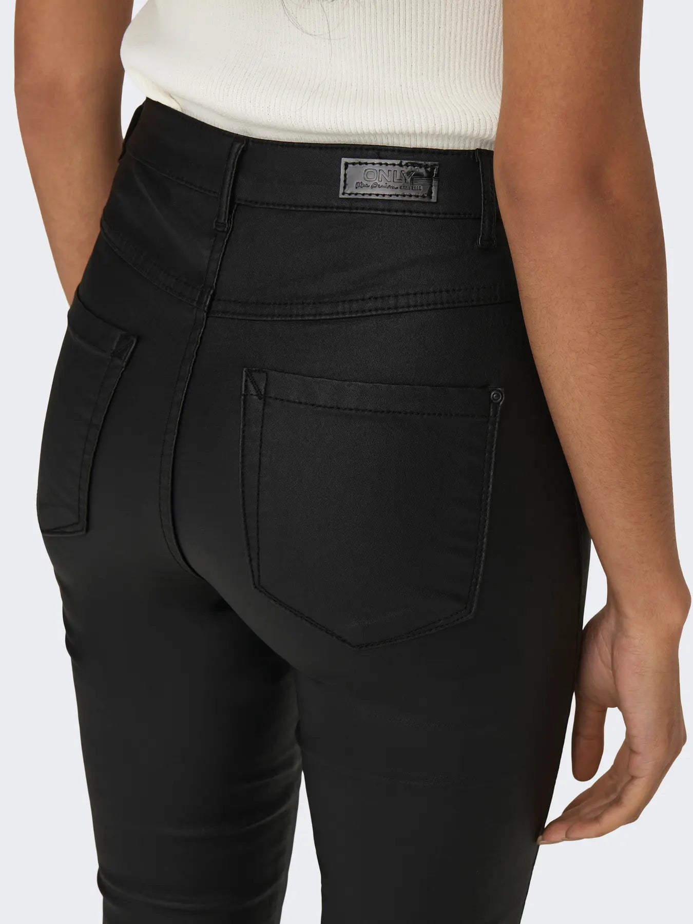 ONLY ROYAL Skinny Fit Byxor i läderimitation Svart