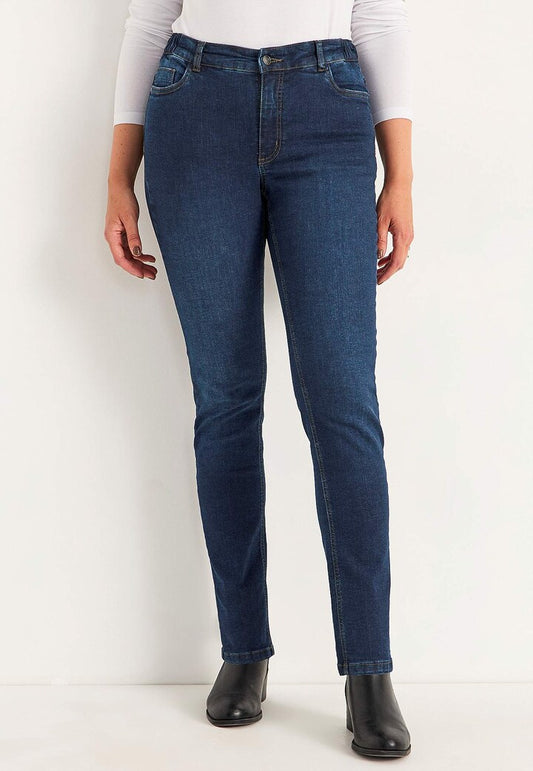 CELLBES ELSA Mörkblå Jeans med resår i sidorna