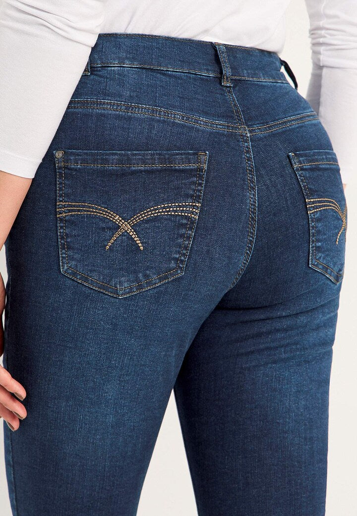 CELLBES ELSA Mörkblå Jeans med resår i sidorna