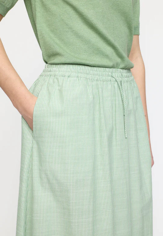 SOFT REBELS MIDI KJOL GRÖN RANDIG