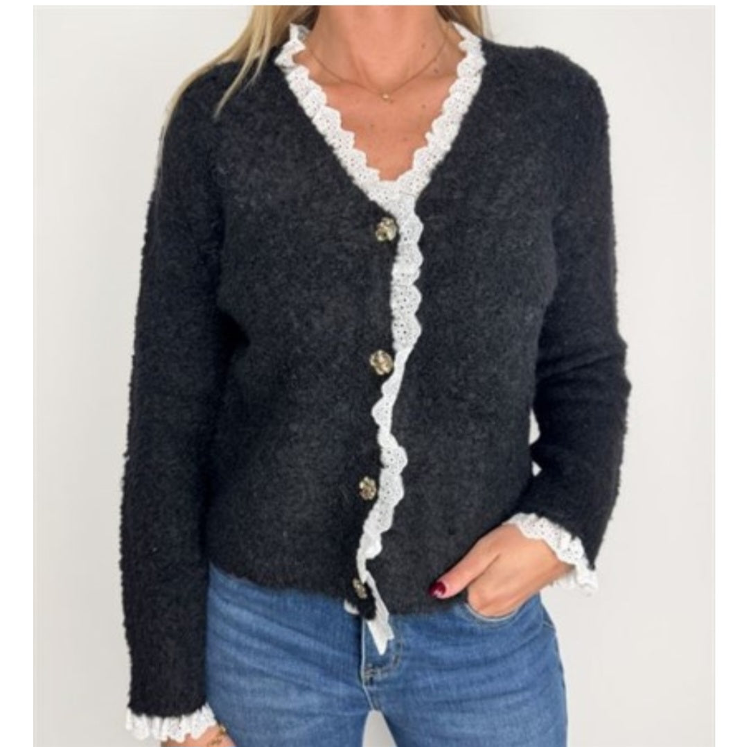 CARAMELLE HOLLY Kofta med spets Svart/BlackAR825