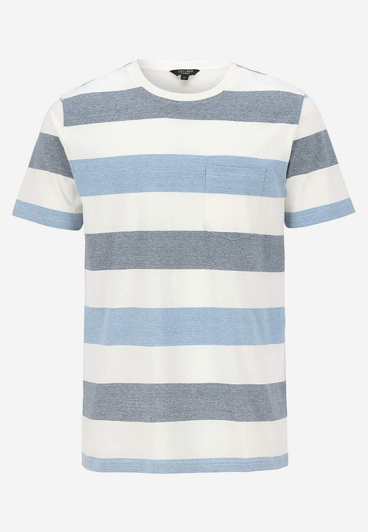 CELLBES  JOHANNES Blå T-shirt med breda ränder Blå/Randig