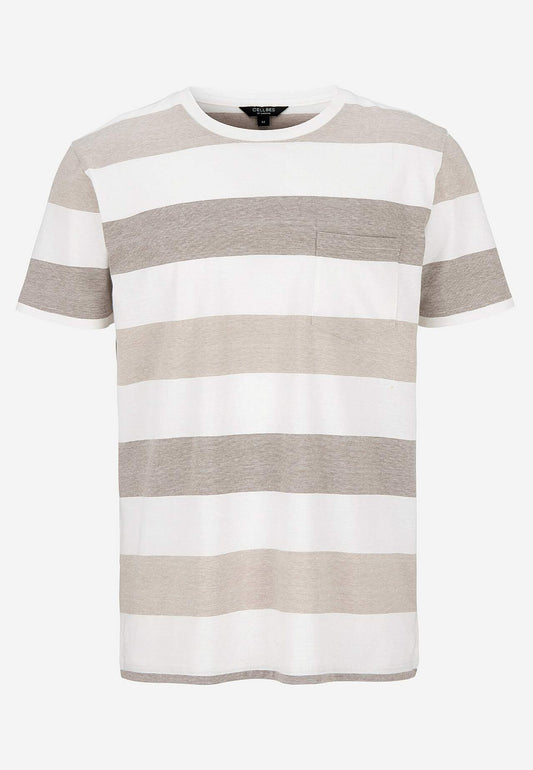 CELLBES JOHANNES Beige T-shirt med breda ränder Beige/Randig