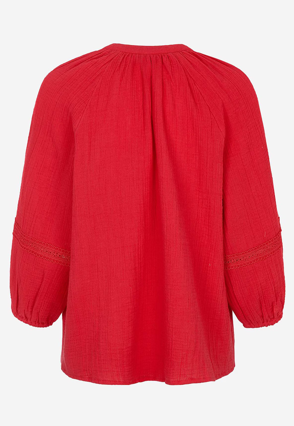 CELLBES MALIN Blus i krinklad bomull Coral Red 701523