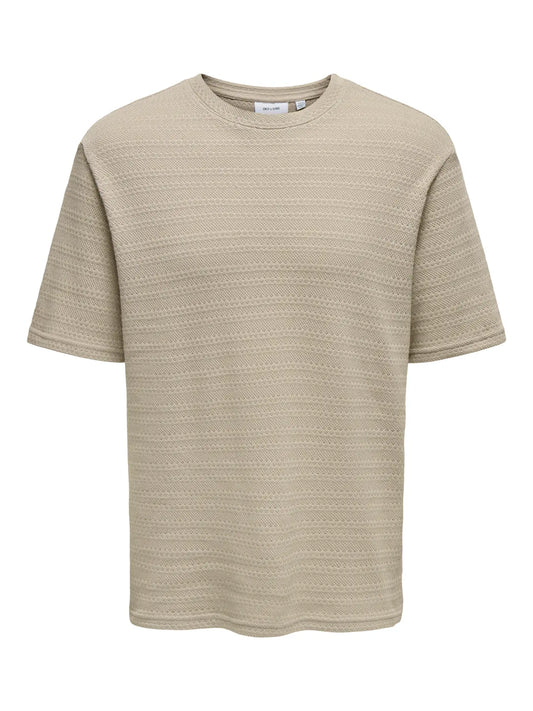 ONLY & SONS GIVO Strukturstickad T-shirt Beige / String
