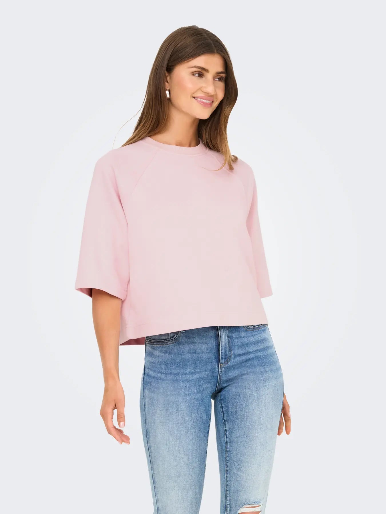 ONLY DASIE 2/4 O-neck, raglan T-shirt Chalk Pink