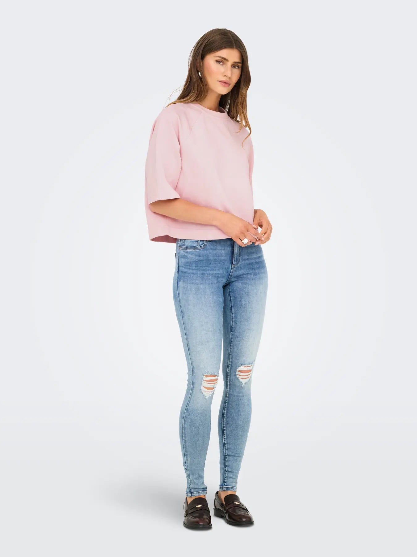 ONLY DASIE 2/4 O-neck, raglan T-shirt Chalk Pink