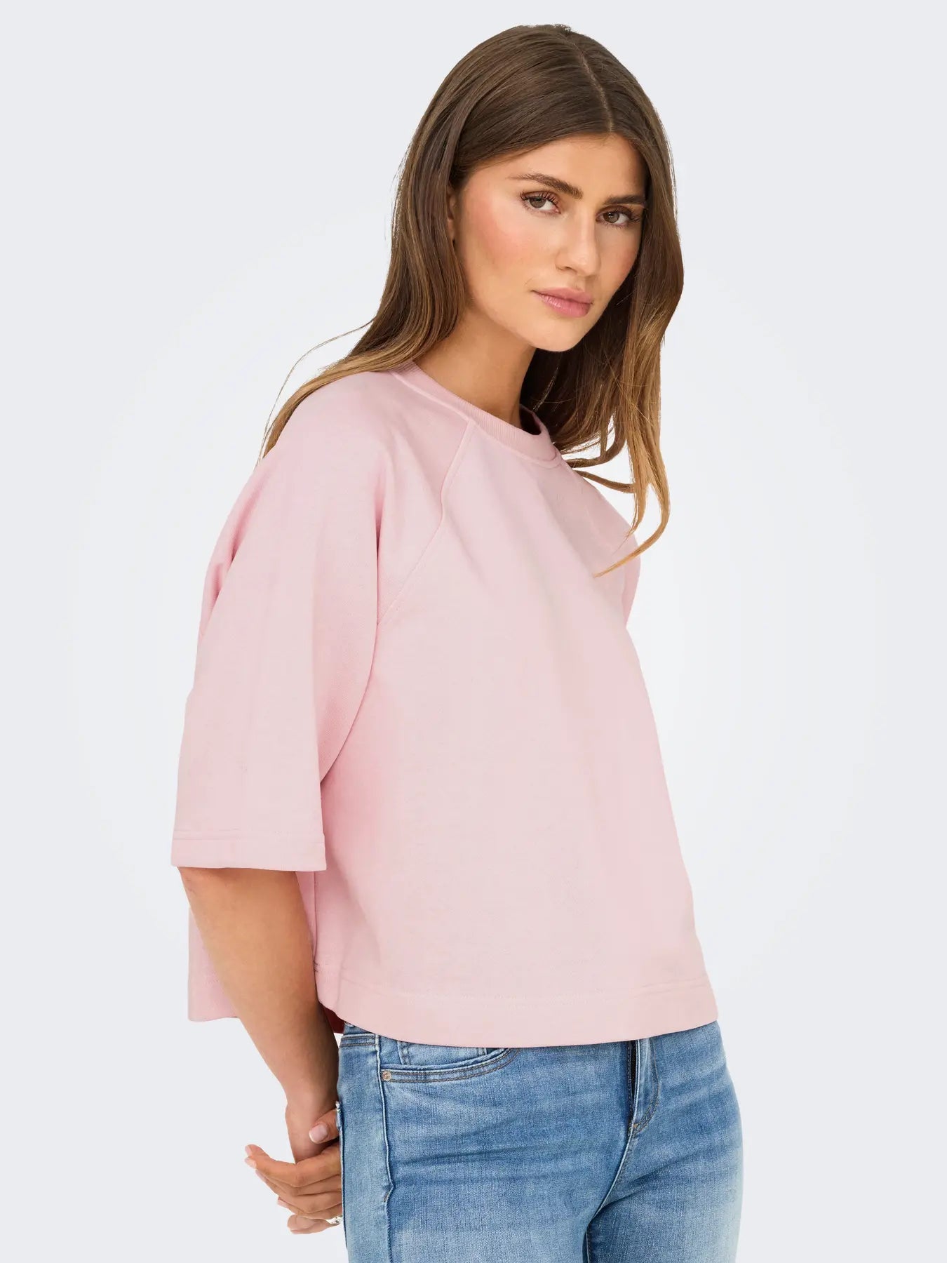 ONLY DASIE 2/4 O-neck, raglan T-shirt Chalk Pink