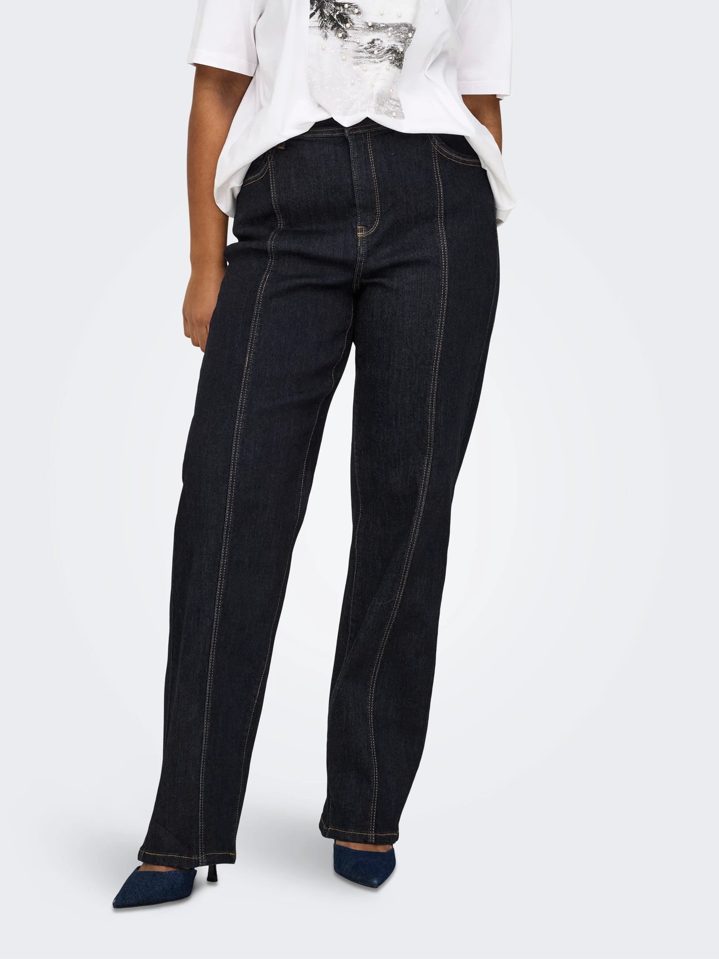 CARMAKOMA ALICIA Jeans Medelhög midja Rak passform Dark Blue Denim