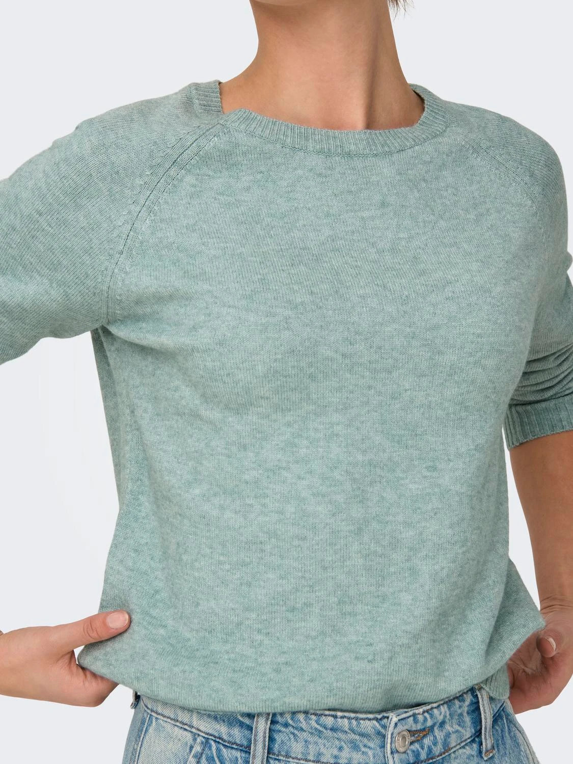 ONLY LESLY Stickad tröja Turkos/Gray Mist