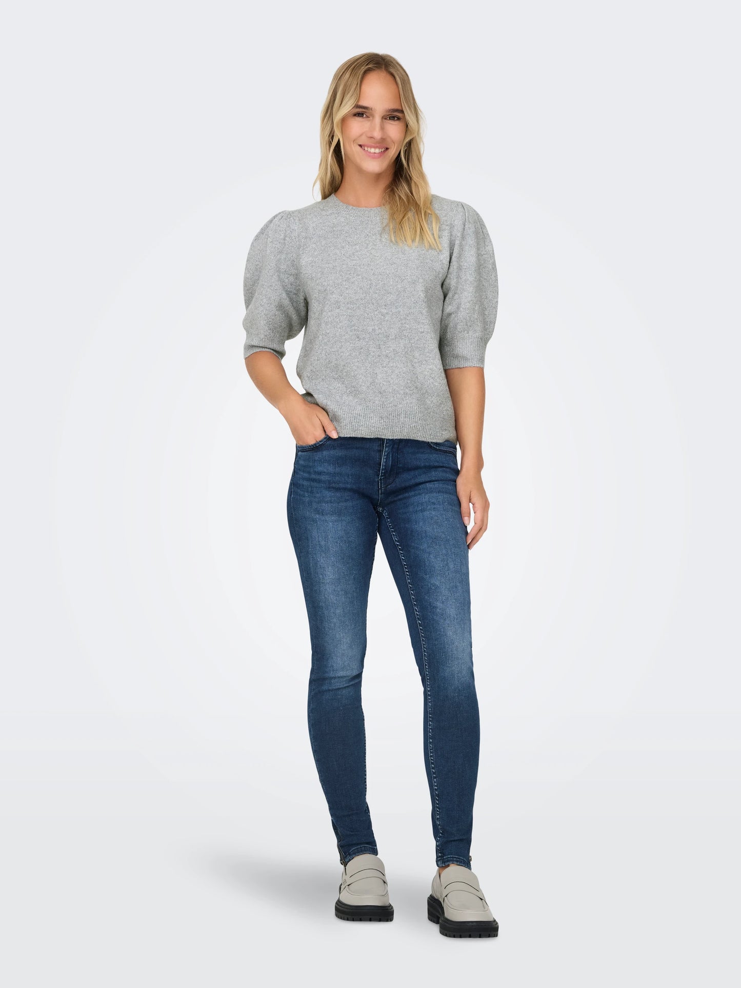 ONLY RICA Stickad tröja Light Grey Melange