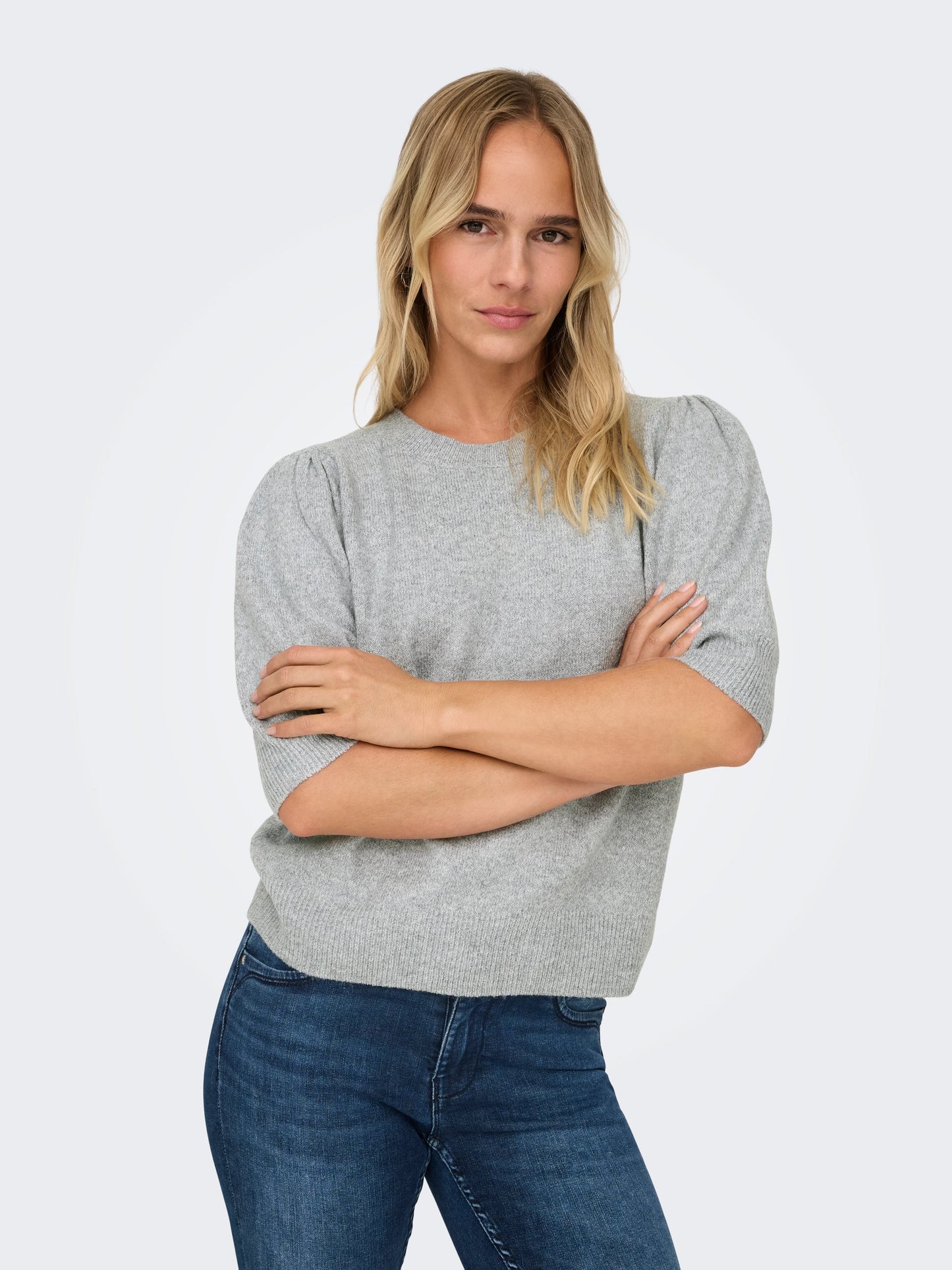 ONLY RICA Stickad tröja Light Grey Melange
