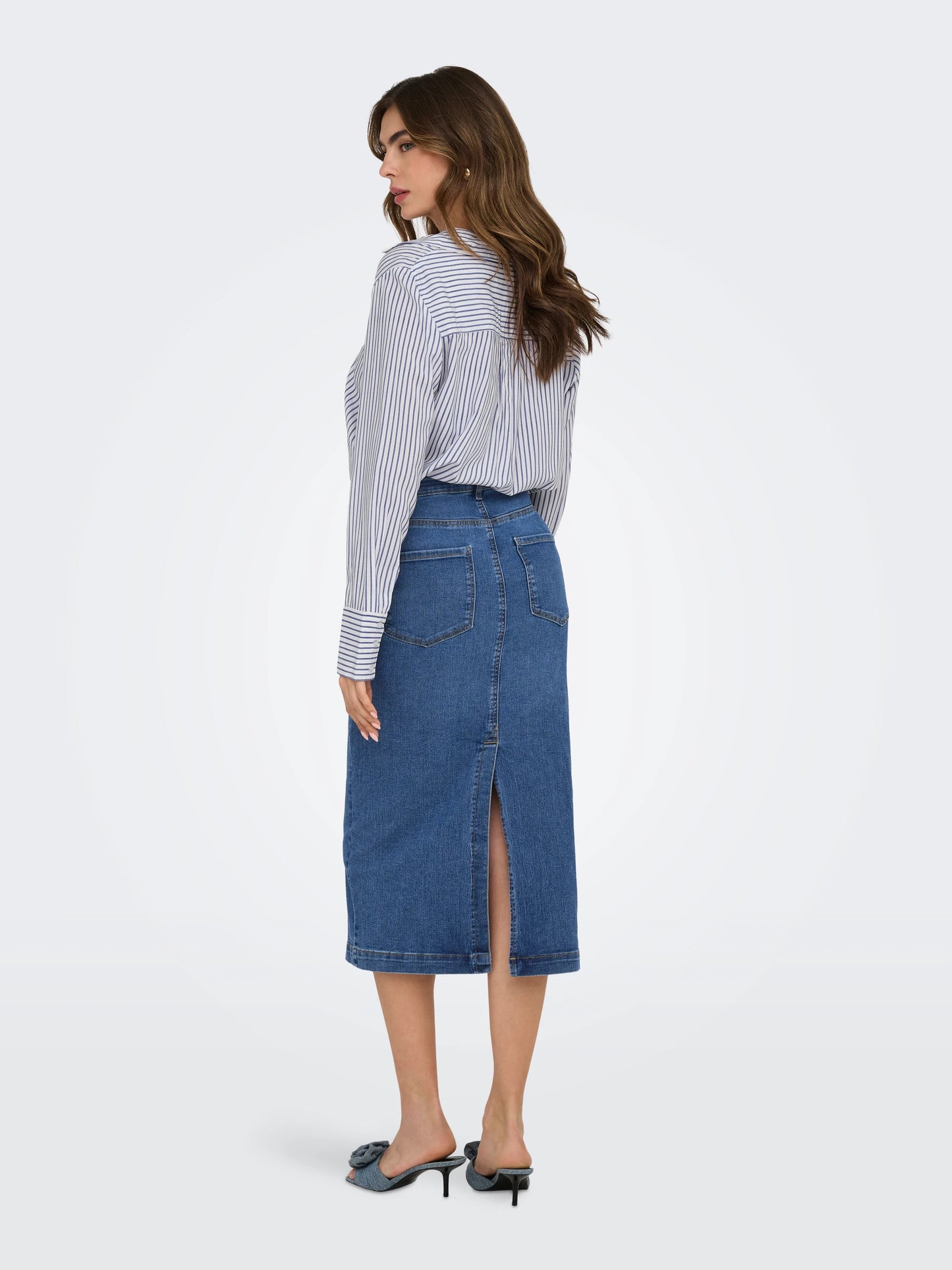 ONLY WONDER Midi Jeanskjol Medium Blue Denim