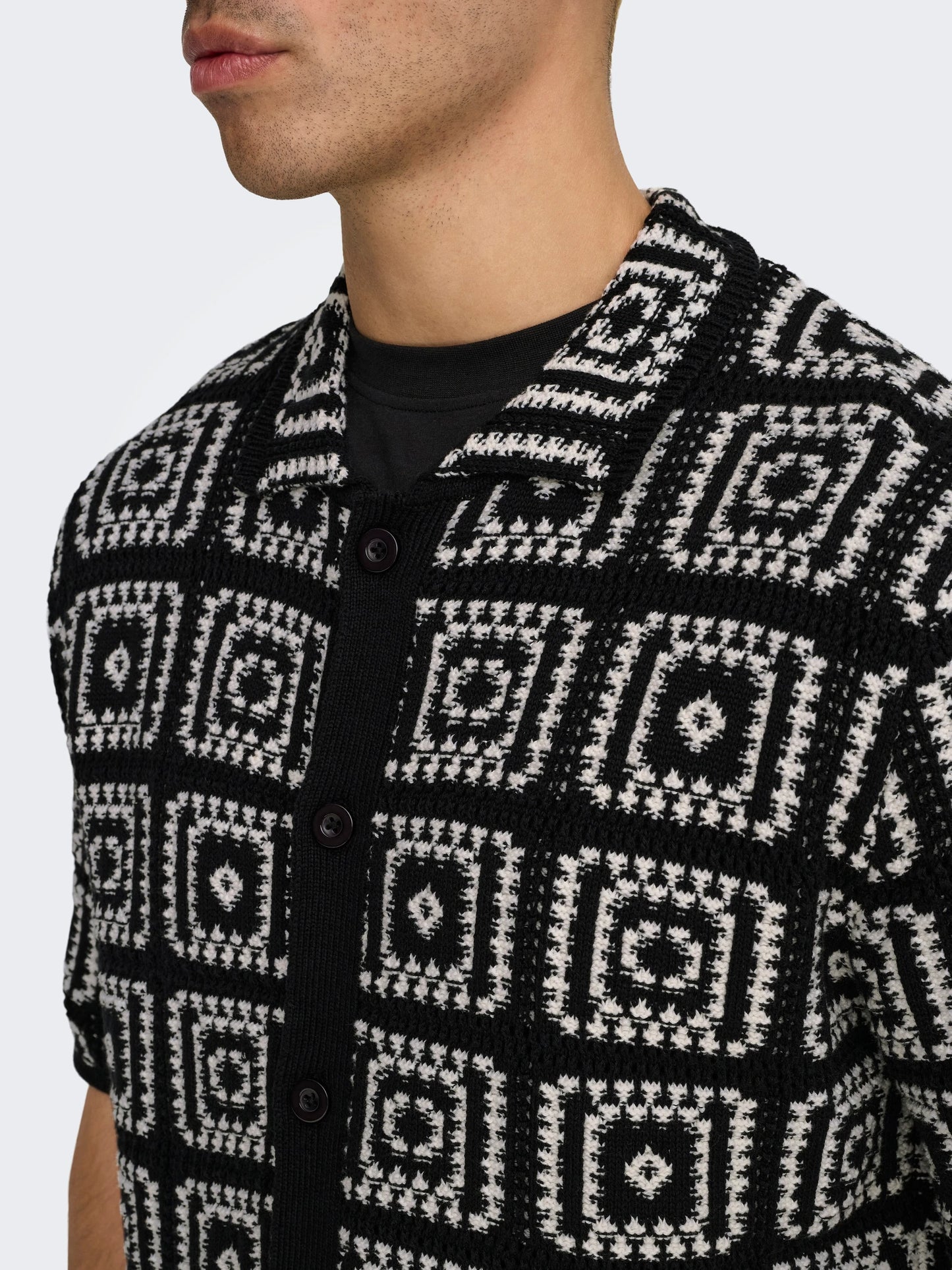 ONLY & SONS BART 22033329 Stickad pikétröja Svart