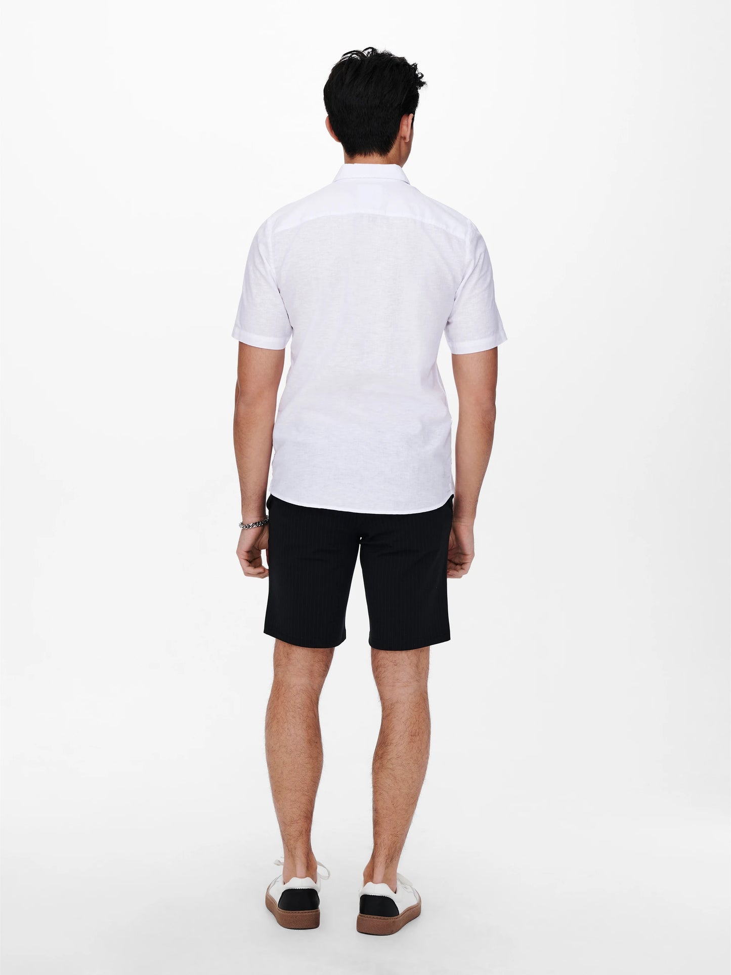 ONLY & SONS CAIDEN Linne Skjorta Kort Ärm Vit