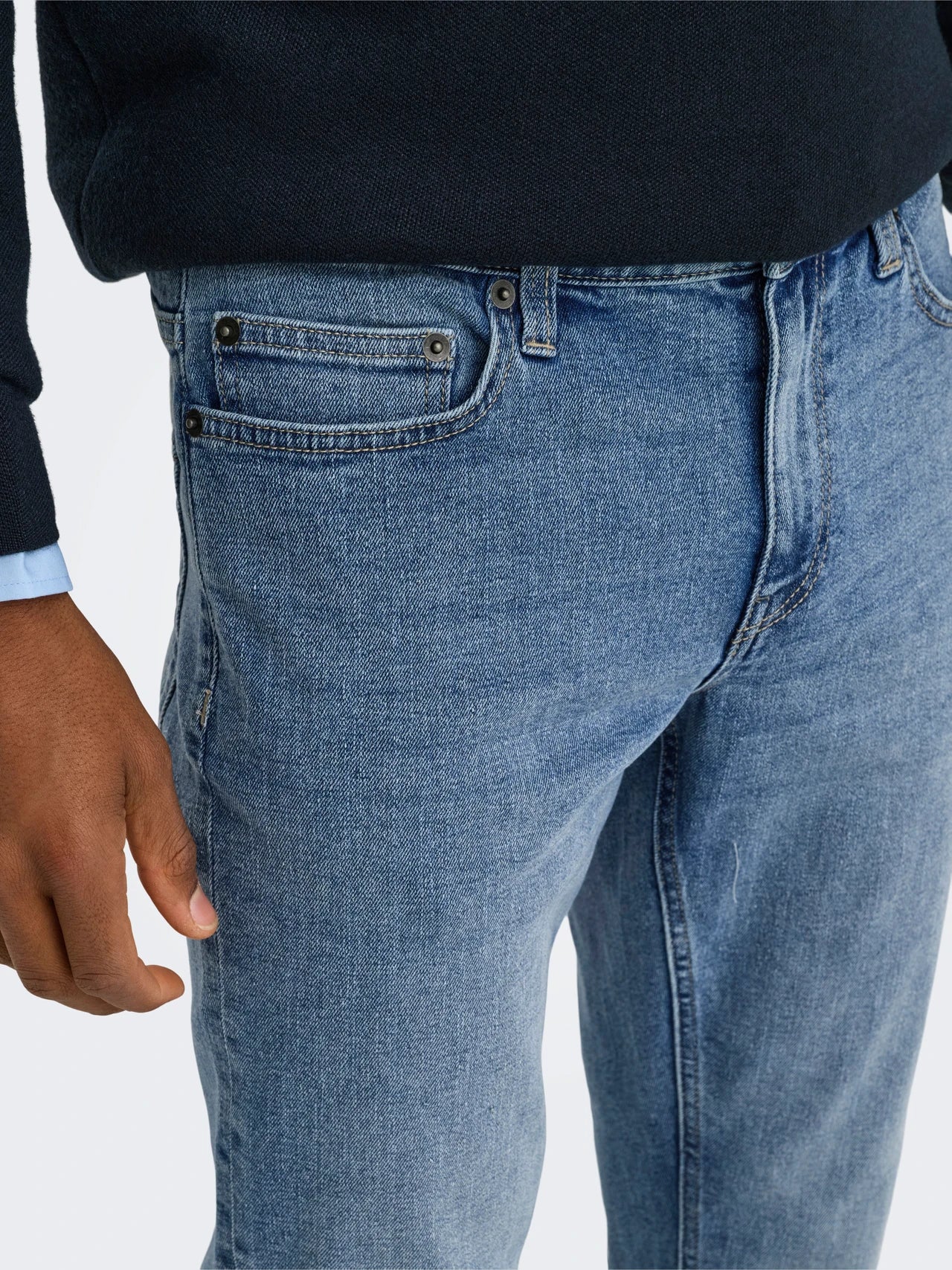 ONLY & SOONS LOOM Jeans Light Blue Denim Låg midja Normal passform