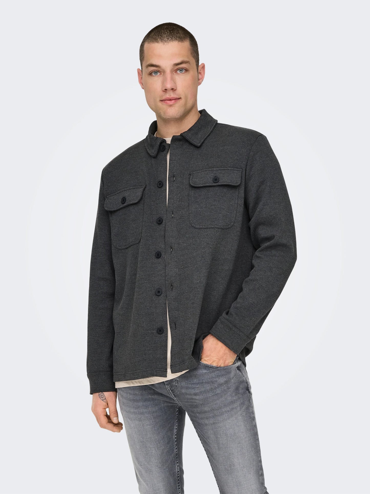 ONLY & SONS NEW KODYL Skjorta Dark Grey Melange
