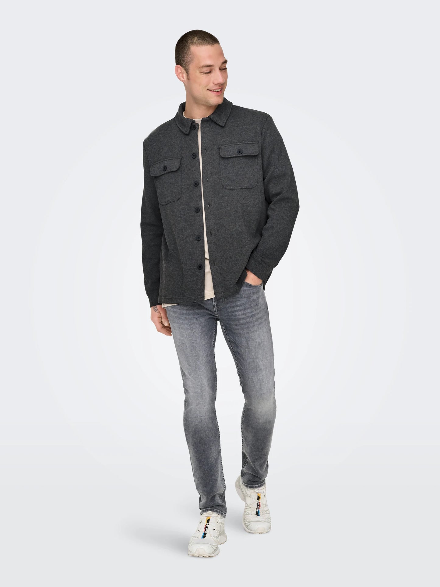 ONLY & SONS NEW KODYL Skjorta Dark Grey Melange