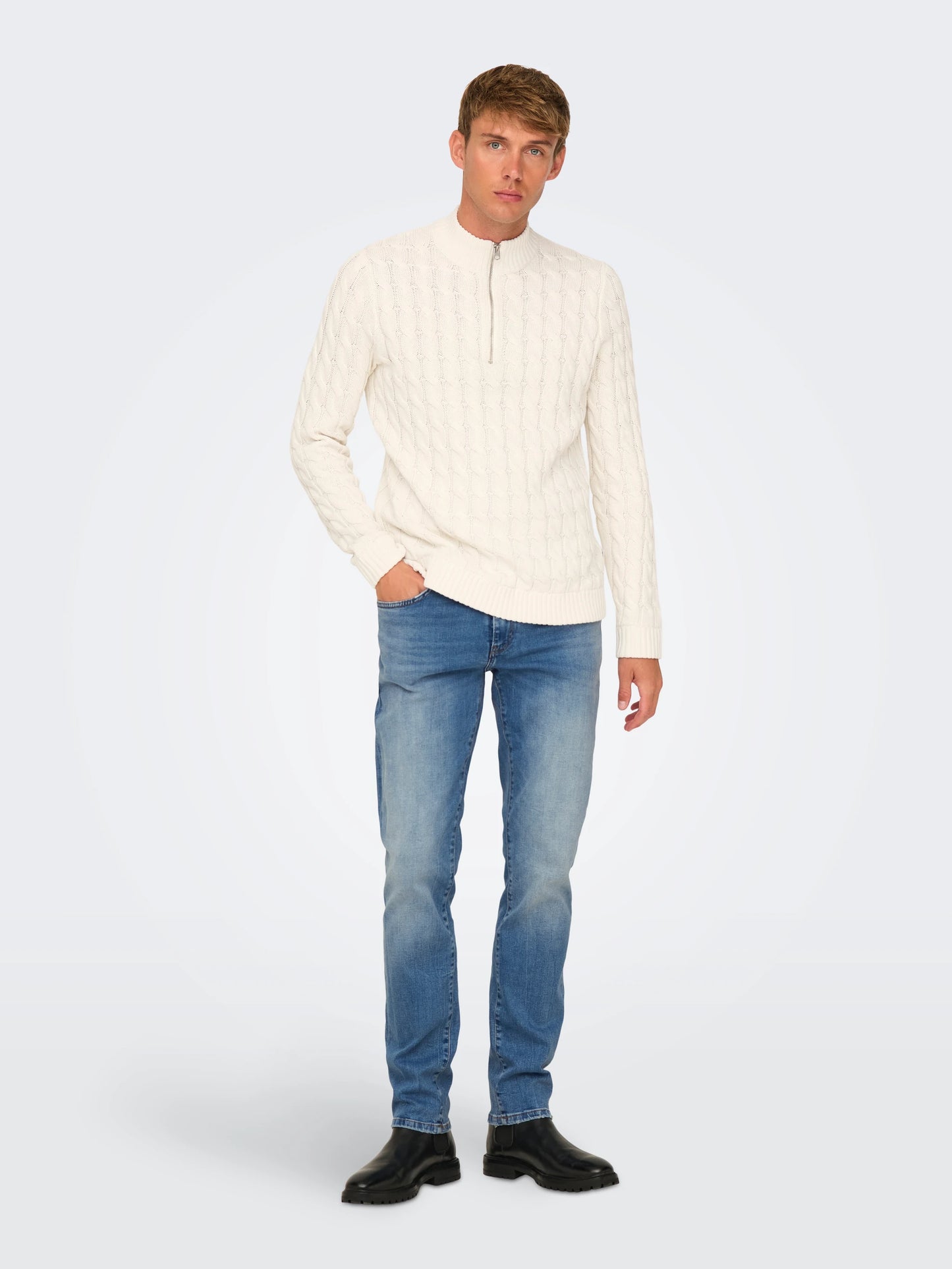 ONLY & SONS WEFT Jeans Light Medium Blue Denim Medelhög midja Normal passform