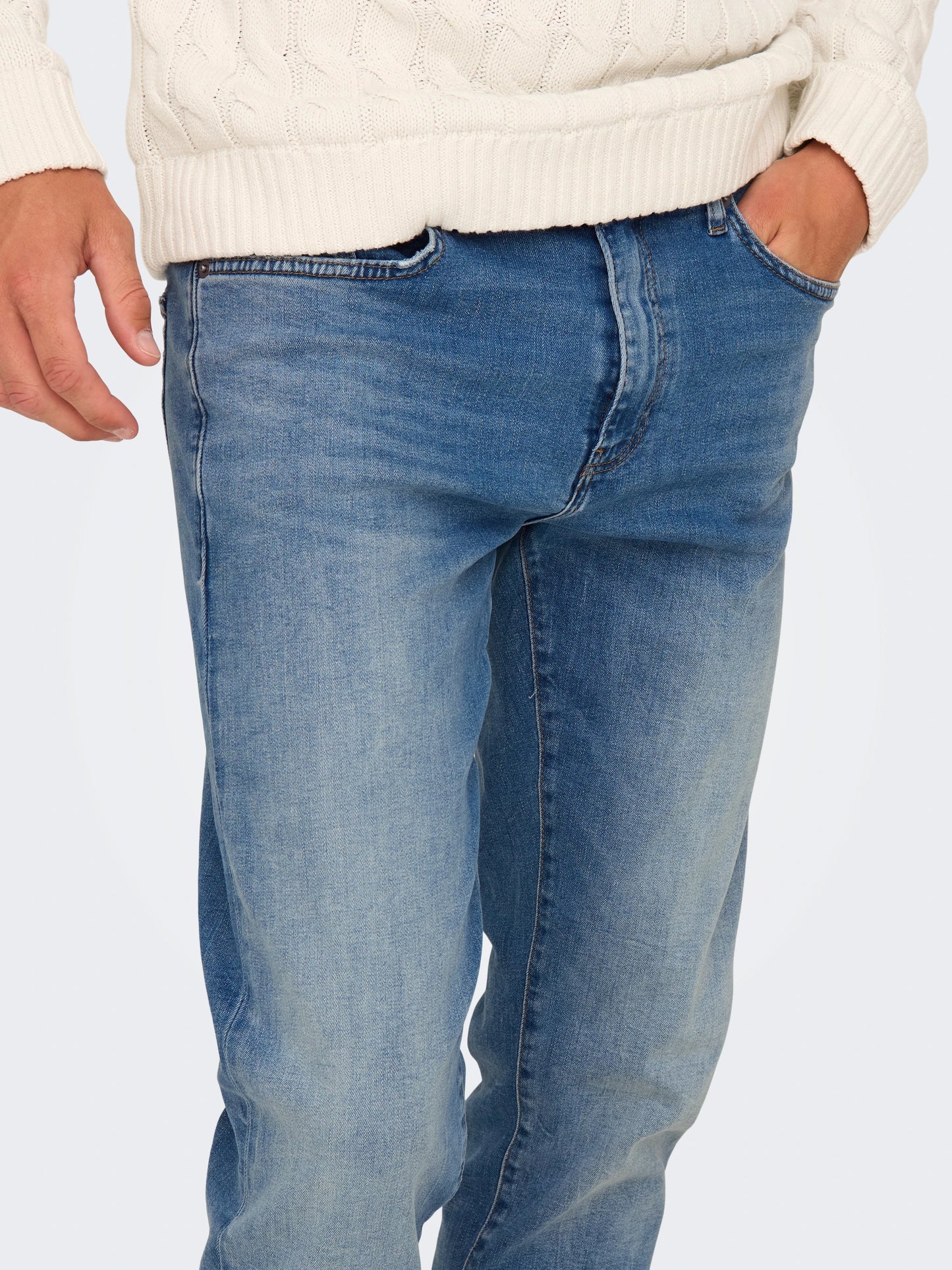 ONLY & SONS WEFT Jeans Light Medium Blue Denim Medelhög midja Normal passform