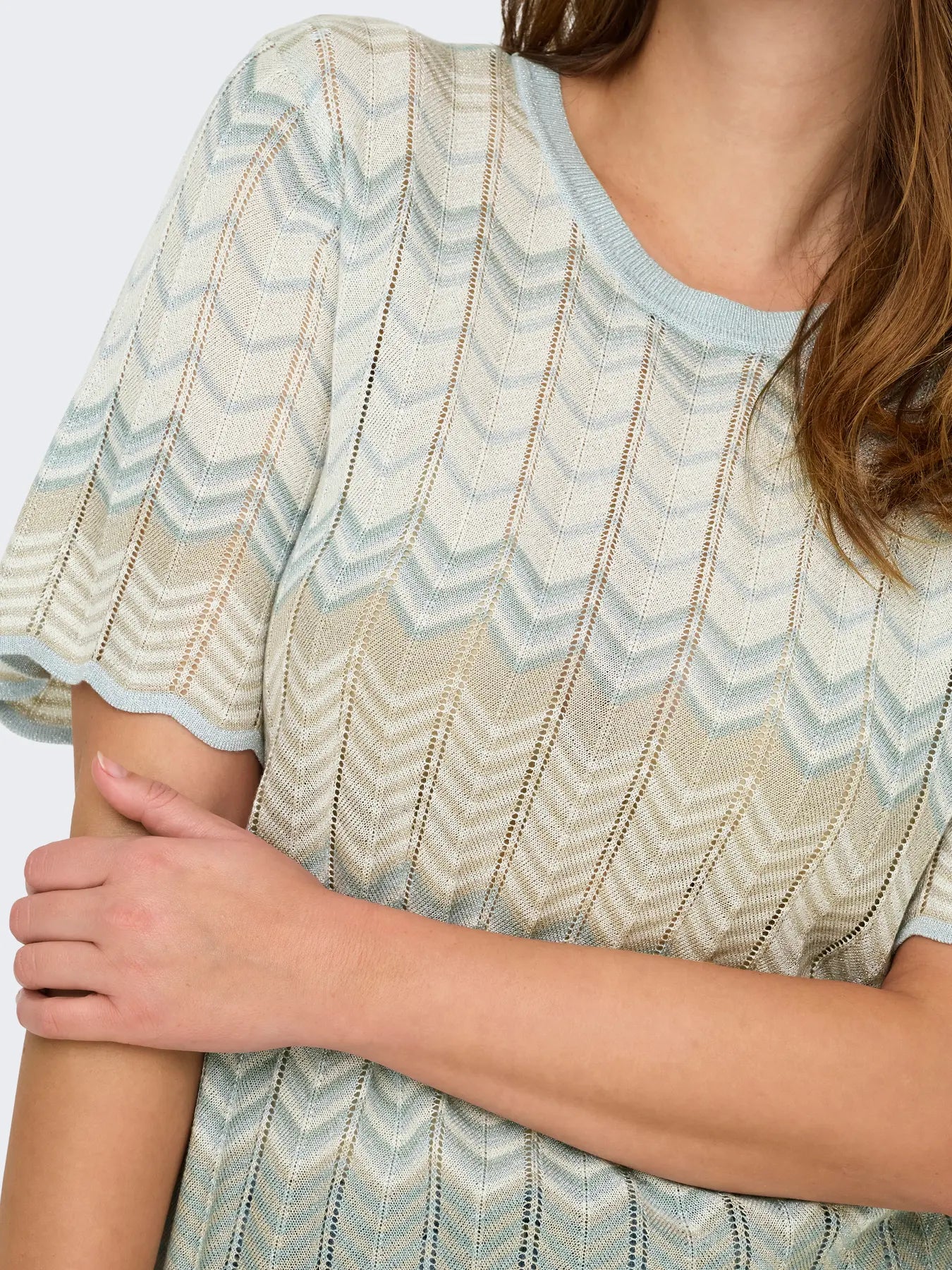 CARMAKOMA ALVIRA Topp Stickad Birch Blue Surf