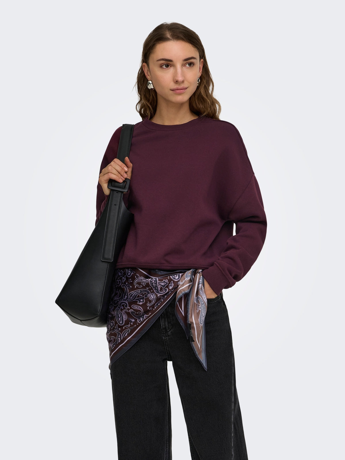 15243380 ONLY SWEAT LIFE CREW L/S OVERSIZE SWEATSHIRT VINRÖD