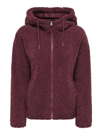 ONLY ASPEN HOOD TEDDY JACKET 15373838 VINRÖD