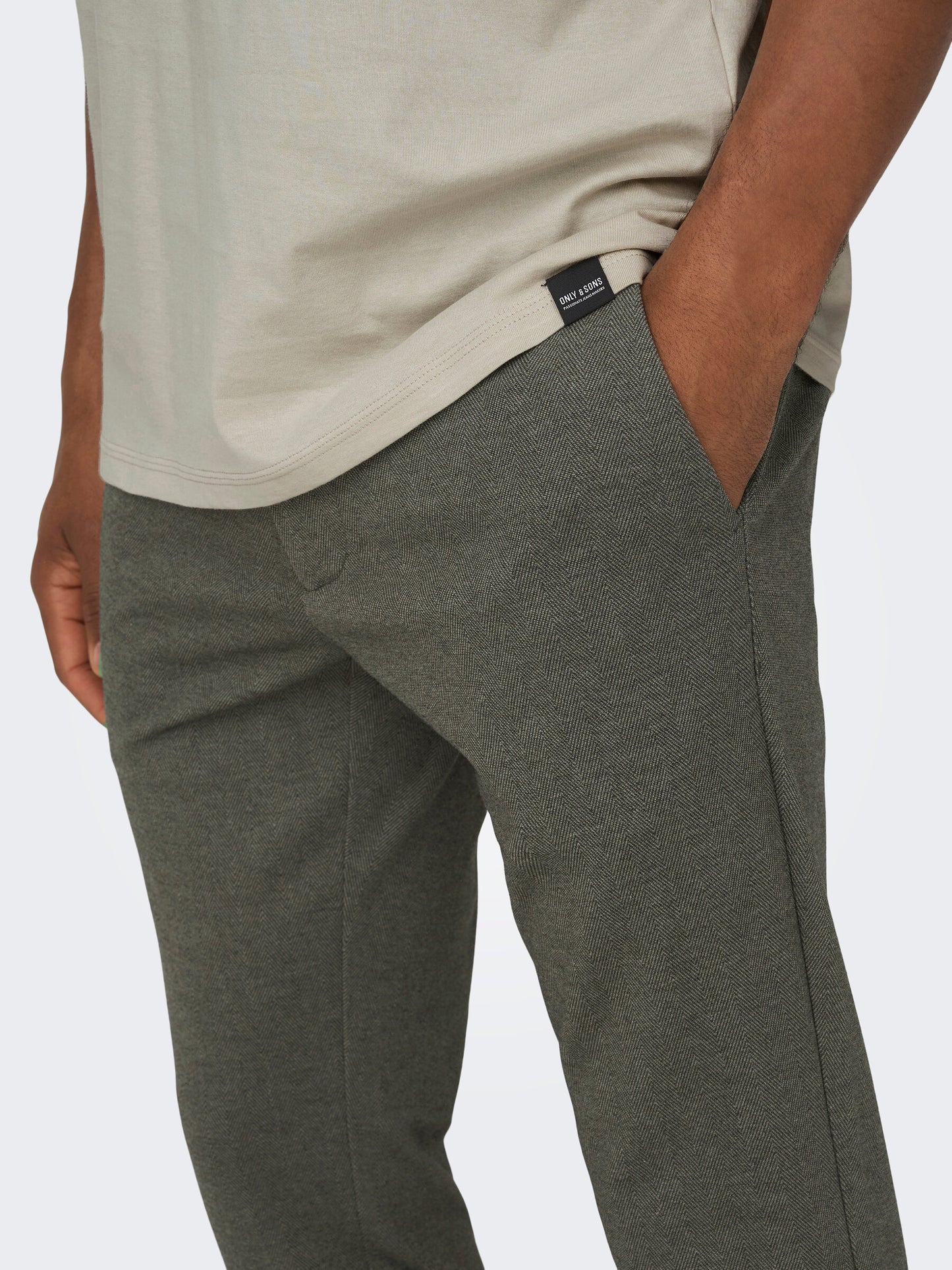 ONLY & SONS MARK Slimfit Chinos Herringbone Olive Night