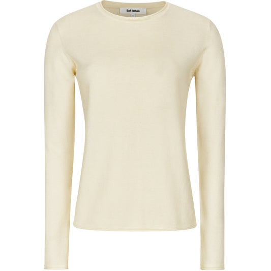 Beställningsvara: SOFT REBELS MARLA Tröja O-ringad stickad rullad kant Creme/Arctic Wolf SR219-208