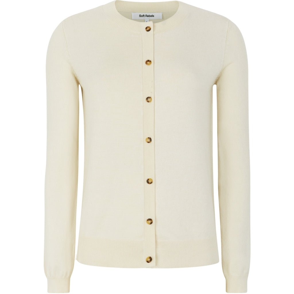 Beställningsvara: SOFT REBELS MARLA Kofta Creme/Arctic Wolf  SR120-213