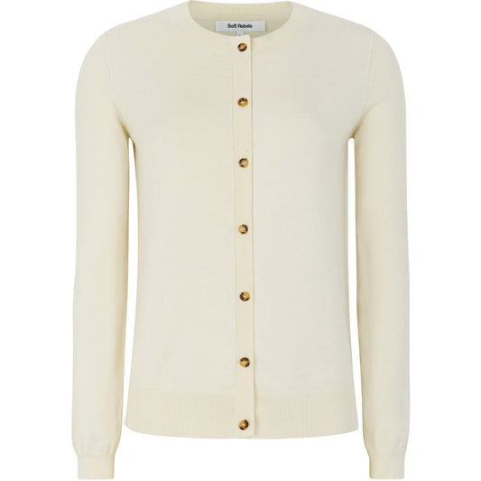 Beställningsvara: SOFT REBELS MARLA Kofta Creme/Arctic Wolf  SR120-213