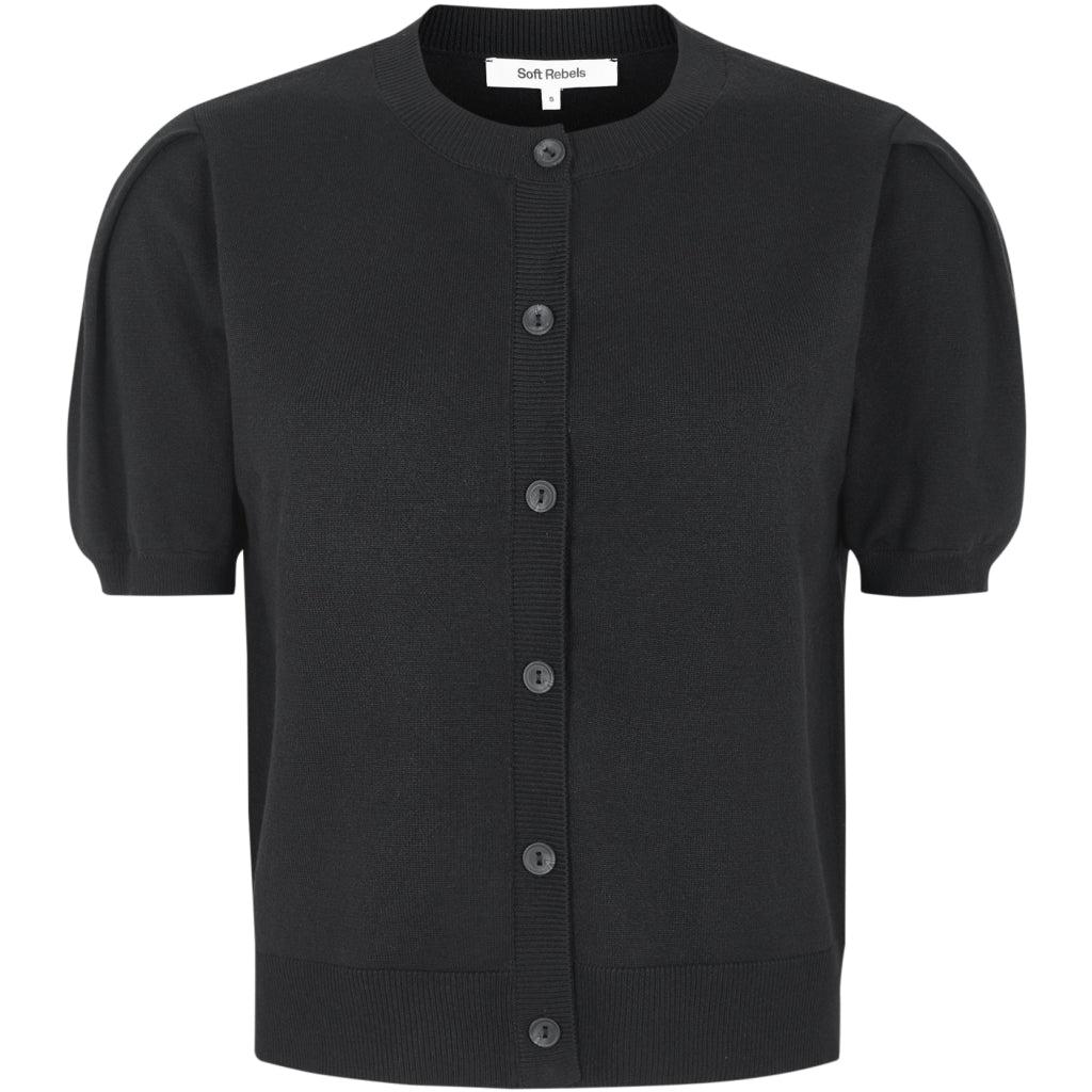 Beställningsvara: SOFT REBELS MARLA SS O-ringad Kofta Stickad Svart SR325-200