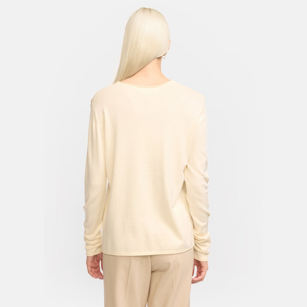 Beställningsvara: SOFT REBELS MARLA Tröja O-ringad stickad rullad kant Creme/Arctic Wolf SR219-208