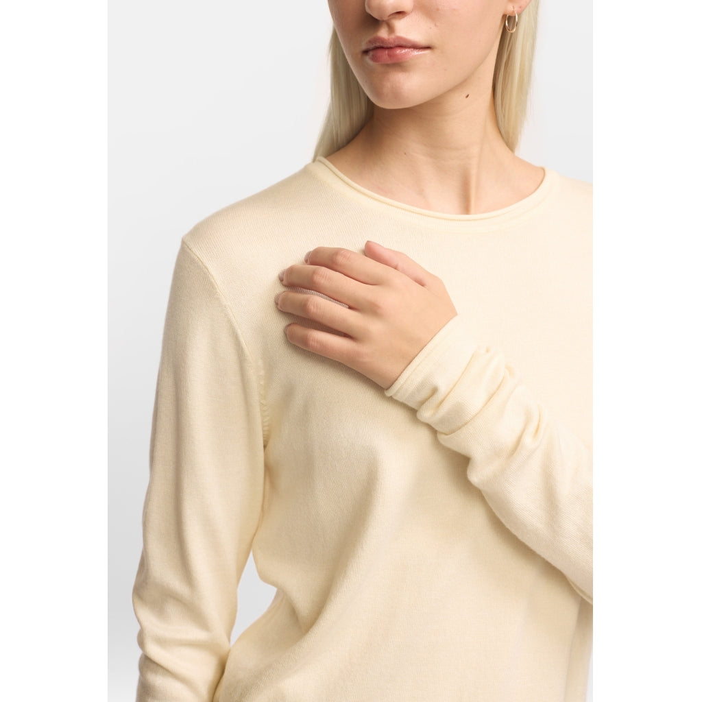 Beställningsvara: SOFT REBELS MARLA Tröja O-ringad stickad rullad kant Creme/Arctic Wolf SR219-208